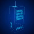 Data network server in cabinet. Diagnostic test in computer room technology Royalty Free Stock Photo