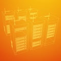 Data network server in cabinet. Diagnostic test in computer room technology Royalty Free Stock Photo