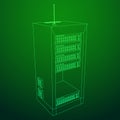 Data network server in cabinet. Diagnostic test in computer room technology Royalty Free Stock Photo