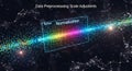 Data normalization process with colorful points and mathematical equations in space Royalty Free Stock Photo