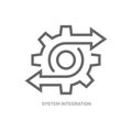Data operation and system integration process with thin line gearwheel. Outline trend modern simple recycle or execute Royalty Free Stock Photo