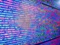 Data optimization. Programmer working in computer screen. Vignette light and dark shadow dramatic effect. Computing, cyberspace , Royalty Free Stock Photo