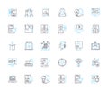 Data organization linear icons set. Categorization, Sorting, Arrangement, Classification, Organization, Indexing