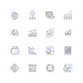 Data organization platform line icons collection. Categorization, Indexing, Structuring, Sorting, Classification