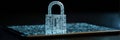 Data Padlock Formed From Ones and Zeroes Displayed on a Tablet Interface Highlighting Digital Security Royalty Free Stock Photo