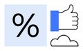 Percentage Symbol with Thumbs Up and Cloud Icon Data Processing and Approval Topics Royalty Free Stock Photo