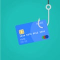Data Phishing credit or debit card on fishing hook Royalty Free Stock Photo