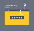 Data phishing hacking online. Scam envelope concept. Computer data fishing hack crime Royalty Free Stock Photo