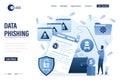 Data phishing landing page template. Online scam, malware and password phishing