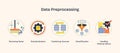 Data preprocessing icons with gears, databases, and puzzles, illustrating data ... Royalty Free Stock Photo