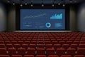 Data presentation in empty movie theater Royalty Free Stock Photo
