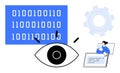 Data Privacy and Security Concept with Binary Code, Eye Symbol, and Digital User Interaction Royalty Free Stock Photo