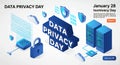 Data Privacy Day Concept with Lock and Server Royalty Free Stock Photo