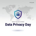 Data Privacy Day Shield and Digital Lock Banner Royalty Free Stock Photo