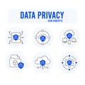 Data privacy Icons.Data compliance. Data solutions. Data regulations. Vector Icons Royalty Free Stock Photo