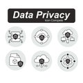 Data privacy Icons.Data compliance. Data solutions. Data regulations. Vector Icons Royalty Free Stock Photo