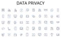 Data privacy line icons collection. Disruption, Advancement, Transformation, Creativity, Progression, Modernization