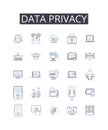 Data privacy line icons collection. Personal security, Information confidentiality, Digital protection, Privacy rights