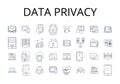 Data privacy line icons collection. Personal security, Information confidentiality, Digital protection, Privacy rights