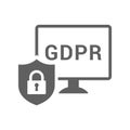 Data, privacy, protection, regulation icon. Gray vector graphics Royalty Free Stock Photo