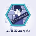 Data privacy technology set icons Royalty Free Stock Photo