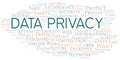 Data Privacy vector word cloud, made with text only. Royalty Free Stock Photo