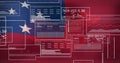 Data processing and analysis image over flag of Samoa Royalty Free Stock Photo