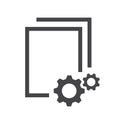 Data processing black vector icon. Documents, blanc paper.