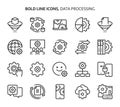 Data processing, bold line icons