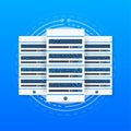 Data Processing Center. Abstract digital storage. Connecting the server farm to the Internet. Database concept. Vector Royalty Free Stock Photo