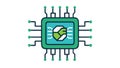 Data processing chip, storage solution, digital information, and computational unit, vector design Generative AI Royalty Free Stock Photo