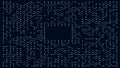 Data processing in circuit board abstract server. Technology Background CPU Circuit concept.  Data moves in the form of moving Royalty Free Stock Photo