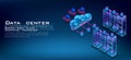 Data processing and cloud computing isometric concept. Server room for storing and processing information through web hosting. Ser Royalty Free Stock Photo