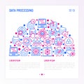 Data processing concept in half circle Royalty Free Stock Photo