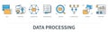 Data processing concept with icons in minimal flat line style Royalty Free Stock Photo