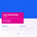 Data processing concept with thin line icons Royalty Free Stock Photo