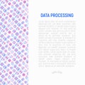 Data processing concept with thin line icons Royalty Free Stock Photo