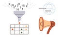 Data Processing Funnel with Digital Visualization, Global Communication, and Information Dissemination Royalty Free Stock Photo