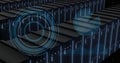Data processing image over rows of servers in data center Royalty Free Stock Photo