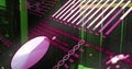 Data processing image over server racks with monthly timeline and code Royalty Free Stock Photo