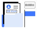 Data Processing and Information Storage Concept with Folder, Binary Code, and User Profile Elements Royalty Free Stock Photo