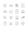 Data processing line icons collection. Algorithm, Analytics, Automation, Big data, Binary, Blockchain, Cognition vector Royalty Free Stock Photo