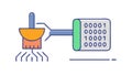 Data processing machine with binary output, symbolizing industrial automation, vector design Generative AI Royalty Free Stock Photo