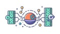 Data processing and networking nodes, symbolizing information exchange, vector design Generative AI Royalty Free Stock Photo