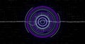 Data processing and purple data loading icon on black background