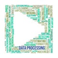Data Processing Word Cloud. Essential Data Handling and Transformation Methods Royalty Free Stock Photo