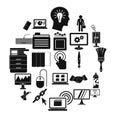 Data processor icons set, simple style Royalty Free Stock Photo