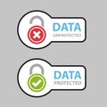 Data protected unprotected safety icon symbol