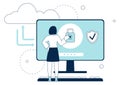 Data protection cloud service. Computer screen with lock Royalty Free Stock Photo