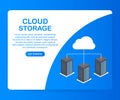 Data protection cloud storage design flat concept. Online storage sign symbol icon. Storage and cloud, cloud computing. Royalty Free Stock Photo